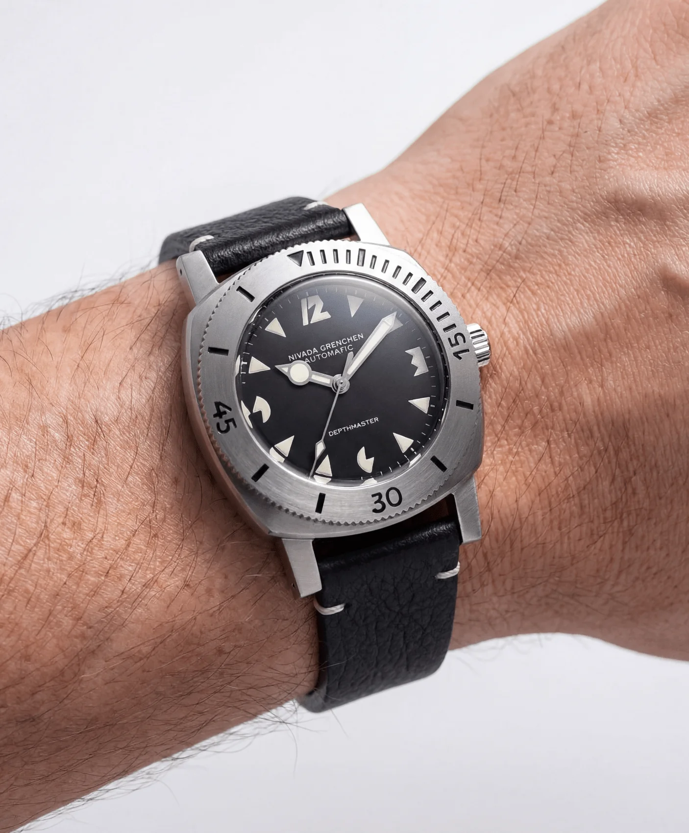 BLACK LEATHER  WHITE STITCHING - AUTOCHRON - Image 2